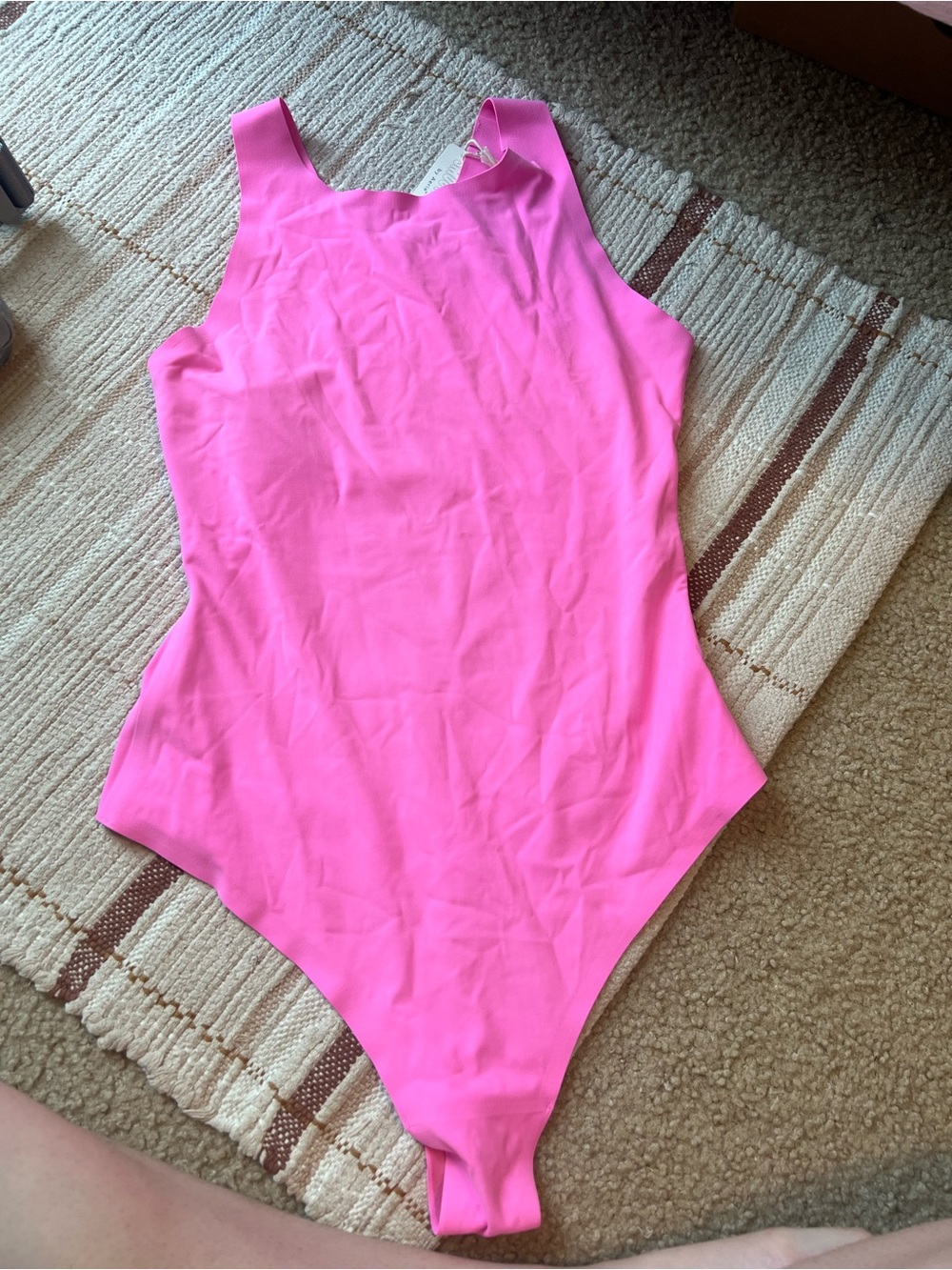 Classic Scoop Neon Pink Bodysuit for Women